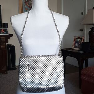 Vintage Whitening and Davis silver metallic shoulder bag.